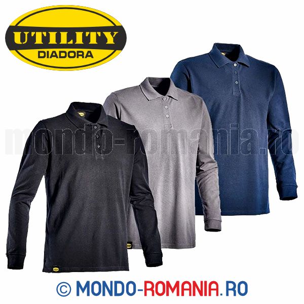 Tricou POLO negru cu maneca lunga